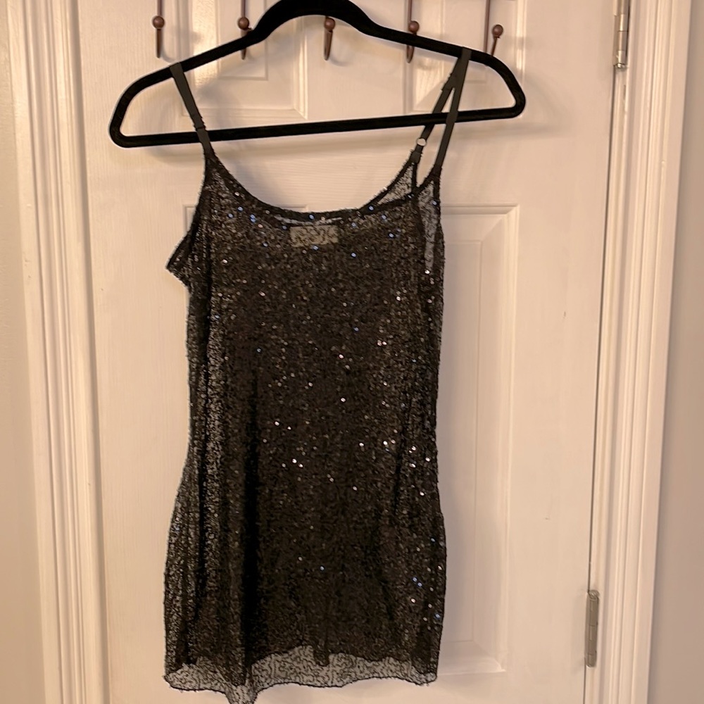 Brown Sequin Mesh Tank (XS)